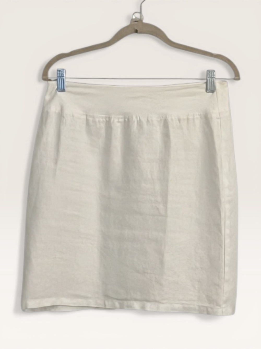 Short white linen pencil skirt - Size XS